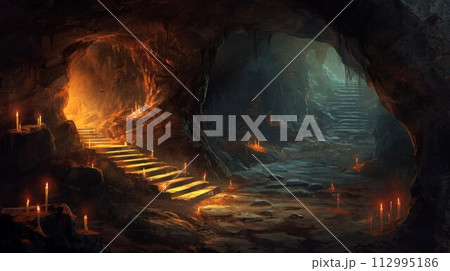 Candle is lit in the cave for good wishes Candle is lit in the cave for good wishes 112995186