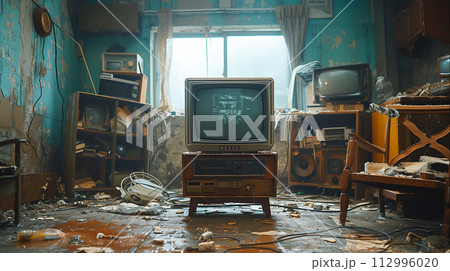 Television Screen's Technical Malfunction Digital Disruption, Generative Ai 112996020