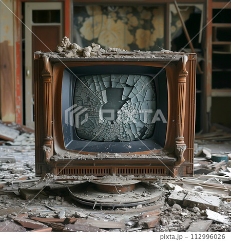 Television Screen's Technical Malfunction Digital Disruption, Generative Ai 112996026