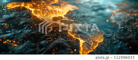 Panoramic abstract background of world map. Banner, wallpaper concept. 112996033