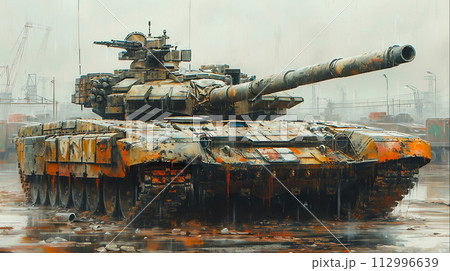 Dominating the Battlefield: Powerful Military Tank Unleashes Armored Fury in Modern Warfare, Generative Ai 112996639
