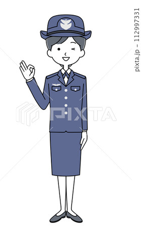 オッケーサイン　航空自衛隊　層士（冬制服）のイラスト 112997331