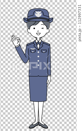 オッケーサイン　航空自衛隊　層士（冬制服）のイラスト 112997331