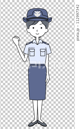 ガッツポーズ 航空自衛隊 曹士(夏制服・半袖)のイラスト ガッツポーズ 航空自衛隊 曹士(夏制服・半袖)のイラスト 112997342