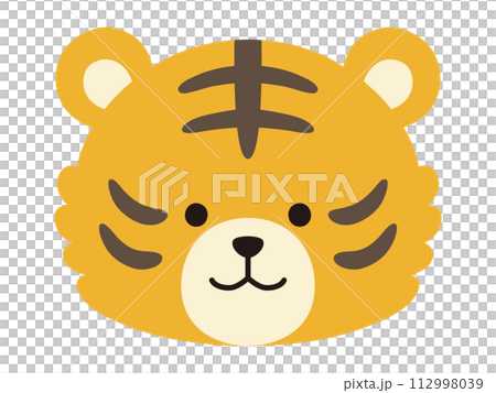可愛虎臉的向量圖。圖標、動物、老虎 可愛虎臉的向量圖。圖標、動物、老虎 112998039