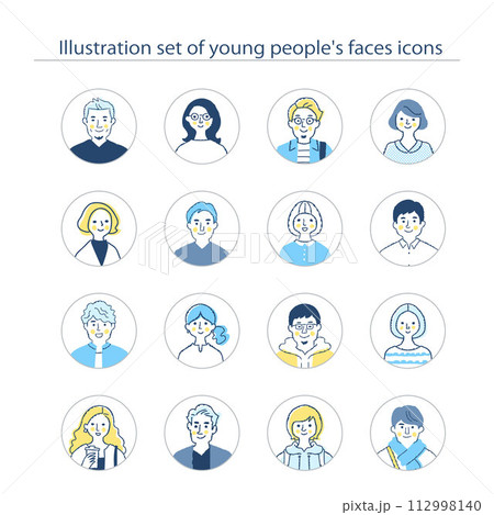 若い男女　アイコンセット　上半身 112998140