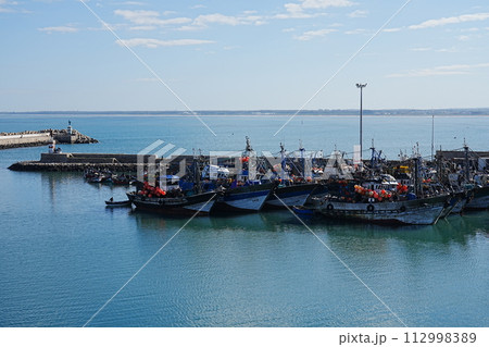Fishing port in African MAZAGAN city in Morocco 112998389