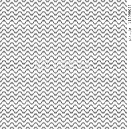 wavy lines pattern, black and white horizontal smooth corrugated lines - vector seamless repeatable texture 112999035