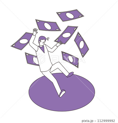 借金返済に困る男性のイメージイラスト 借金返済に困る男性のイメージイラスト 112999992