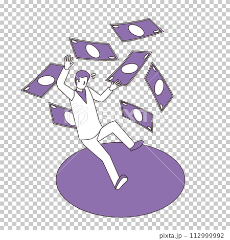 借金返済に困る男性のイメージイラスト 借金返済に困る男性のイメージイラスト 112999992