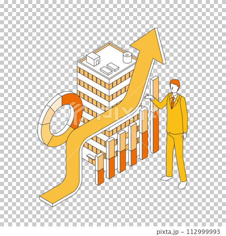 経営者と会社の業績が上がるイメージイラスト 経営者と会社の業績が上がるイメージイラスト 112999993