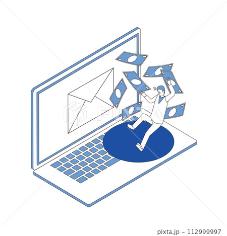 詐欺メールに騙される男性 詐欺メールに騙される男性 112999997