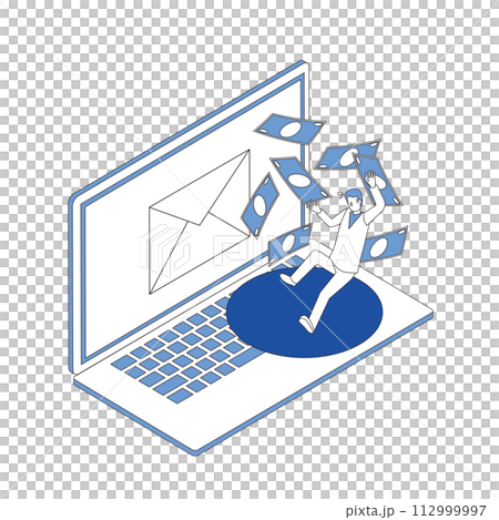 詐欺メールに騙される男性 詐欺メールに騙される男性 112999997