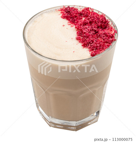 Glass of raf coffee with dried raspberry 113000075