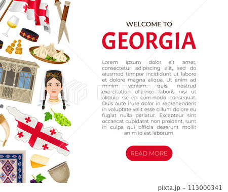 Georgian Traditional Symbol and Object Banner Design Vector Template Georgian Traditional Symbol and Object Banner Design Vector Template 113000341