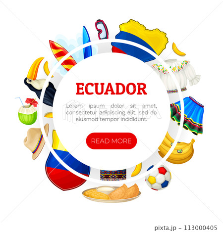 Ecuador National Symbols Banner Design Vector Template 113000405