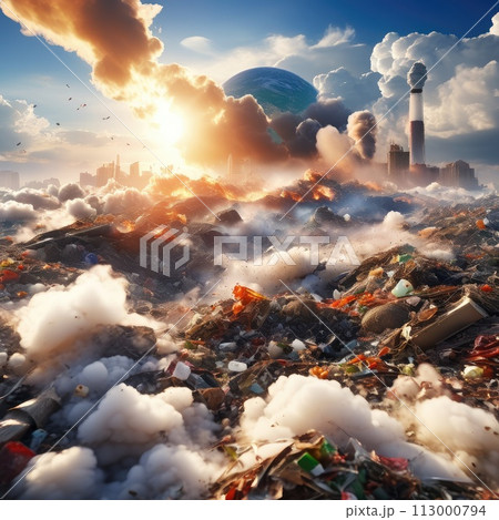 A global catastrophe on a planet plagued by plastic rubbish. A global catastrophe on a planet plagued by plastic rubbish. 113000794