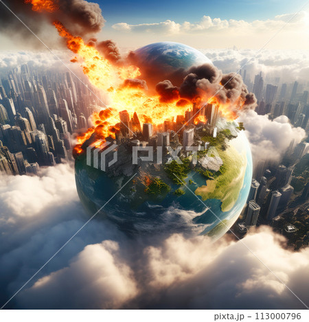 Global catastrophe concept illustration. Global catastrophe concept illustration. 113000796