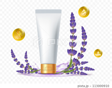 Cream tube mockups with lavender flowers Cream tube mockups with lavender flowers 113000910
