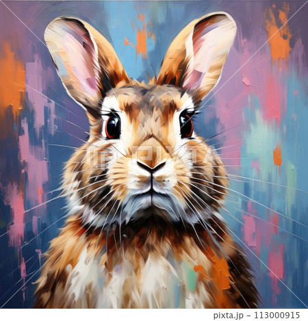 Bunny painting. Animal in the forest. Bunny painting. Animal in the forest. 113000915