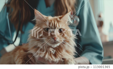 AI-generated content. Doctors Cat Examination 113001365