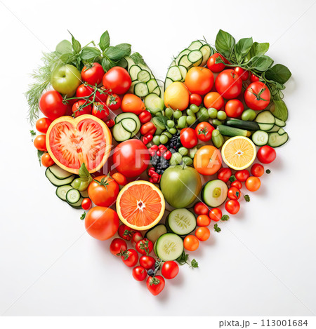 Heart symbol of fresh vegetables. Healthy food, diet concept. 113001684