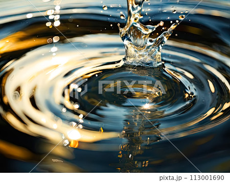 Clear water surface. Environment day, Earth day, World Water Day Concept. Saving water. Environmental protection. Clear water surface. Environment day, Earth day, World Water Day Concept. Saving water. Environmental protection. 113001690
