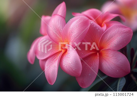 Exquisite pink frangipani: a delicate embodiment of beauty and sensuality Exquisite pink frangipani: a delicate embodiment of beauty and sensuality 113001724