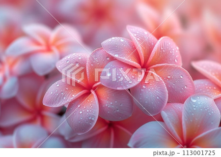 Exquisite pink frangipani: a delicate embodiment of beauty and sensuality 113001725