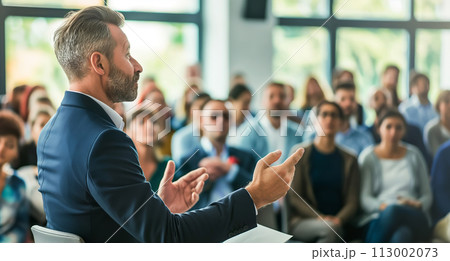 AI-generated content. Man Presenting to Group 113002073