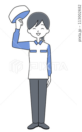 帽子を取って挨拶する配達員のイラスト 帽子を取って挨拶する配達員のイラスト 113002682