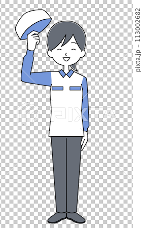 帽子を取って挨拶する配達員のイラスト 帽子を取って挨拶する配達員のイラスト 113002682