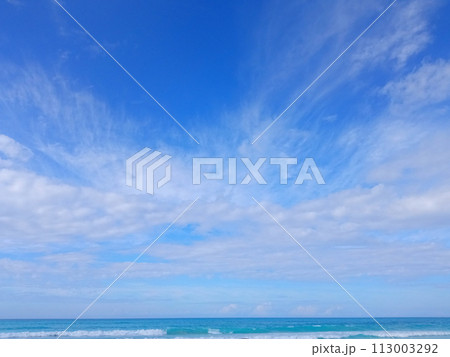 Bright blue sky with light clouds over the sea. Cuba Bright blue sky with light clouds over the sea. Cuba 113003292
