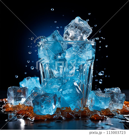 Pieces of edible ice on a black background - AI generated image 113003723