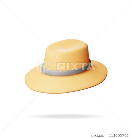 3d Unisex Straw Hat Isolated on White 3d Unisex Straw Hat Isolated on White 113005795