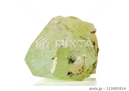 Macro stone mineral Datolite on a white background 113005814