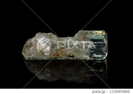 macro mineral stone aquamarine on a black background macro mineral stone aquamarine on a black background 113005860