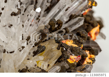 Macro of Realgar mineral stone on white background 113005971