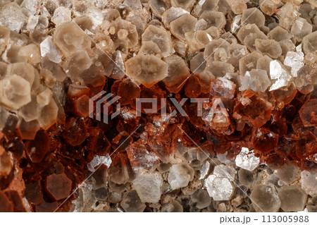 Macro stone Aragonite mineral on a black background 113005988