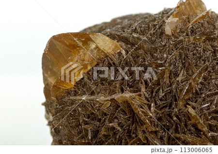 Macro stone Apatite mineral on white background Macro stone Apatite mineral on white background 113006065
