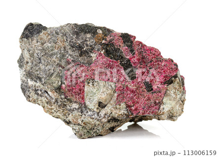 Macro stone Eudialyte mineral on white background Macro stone Eudialyte mineral on white background 113006159