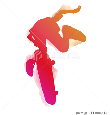 Skateboarder performing a trick 113006515