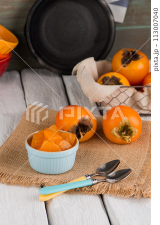 Orange persimmons Orange persimmons 113007040