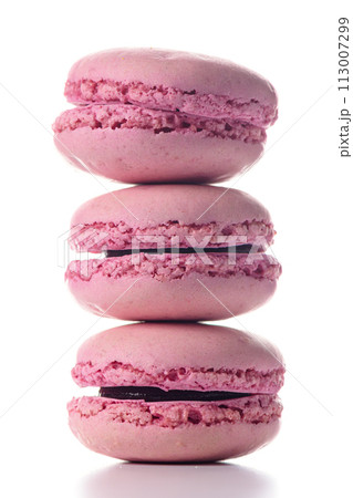 Three macaroons standing on top of each other Three macaroons standing on top of each other 113007299