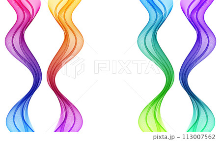 Bright beautiful vertical waves, colored waves on a white background Bright beautiful vertical waves, colored waves on a white background 113007562