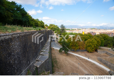 Pamplona aerial view. Old fortified walls. Spain 113007780