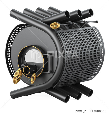 Potbelly stove, wood burner stove, 3D rendering 113008358