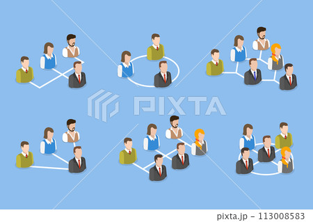 3D Isometric Flat Vector Illustration of Organization Chart , Structure of Company 3D Isometric Flat Vector Illustration of Organization Chart , Structure of Company 113008583