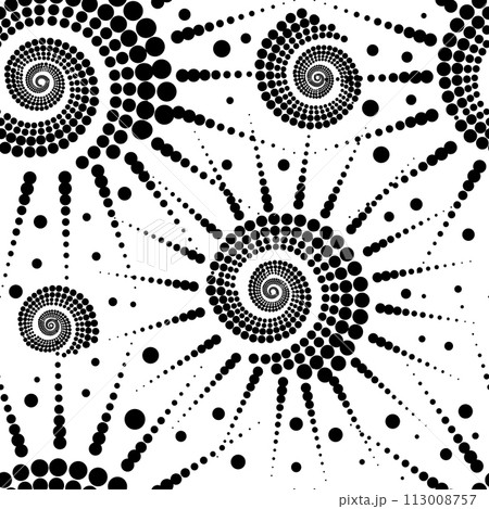 Abstract seamless pattern black sun. hand drawing. Not AI. Vector illustration 113008757