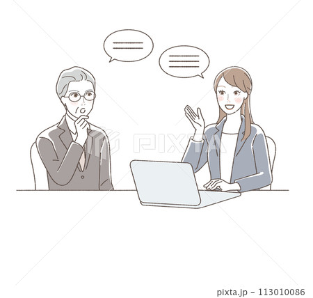会話をするビジネスマン達、上半身。 113010086